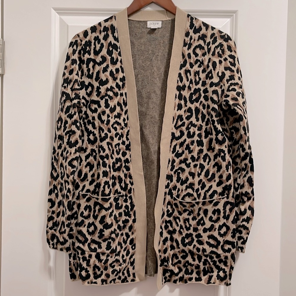 J.Crew Factory leopard open cardigan Size XS
